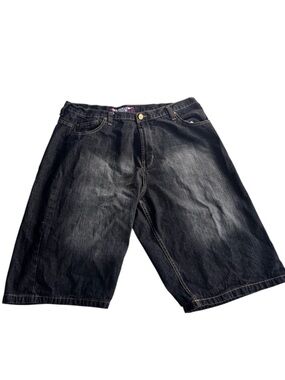 Brooklyn Xpress BX70 Collection Black Baggy Denim Jorts Size 42 Hip Hop Y2K